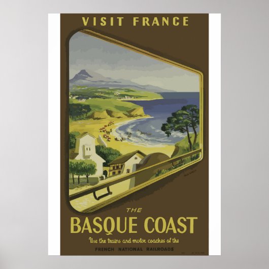 Poster de voyage vintage Côte Basque France (Devant)