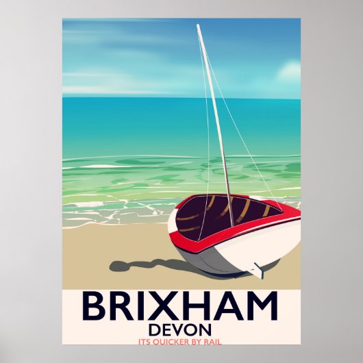 Poster de voyage vintage de Brixham beach Devon (Devant)