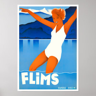 Poster de voyage vintage de Flims Switzerland