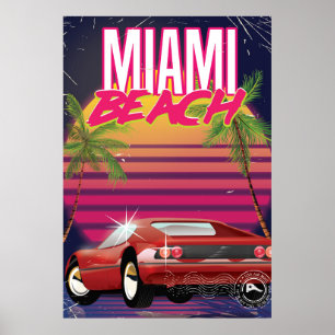 poster de voyage vintage de la plage de miami