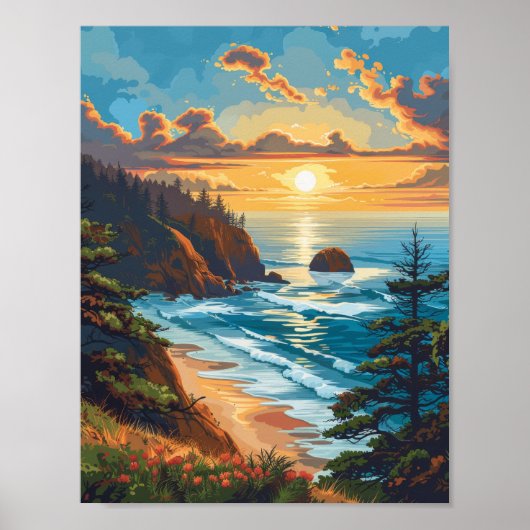 Poster de voyage vintage de l'Oregon (Devant)