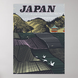 Poster de voyage vintage du paysage japonais