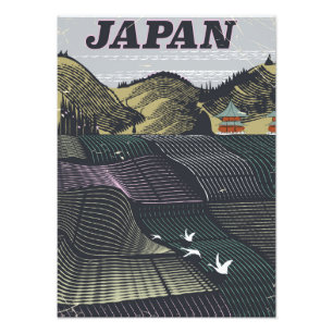 Poster de voyage vintage du paysage japonais