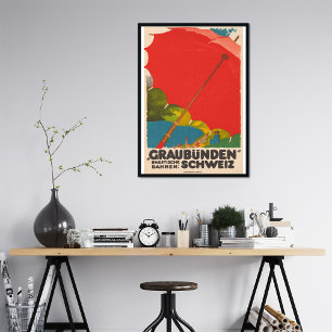 Poster de voyage vintage Graubünden Suisse