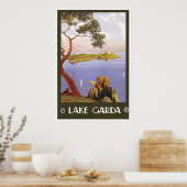 Poster de voyage Vintage italien "Lake Garda" (Cuisine)