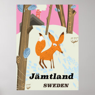 Poster de voyage vintage Jämtland Suède
