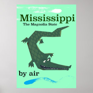 Poster de voyage vintage Mississippi Alligator