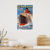 POSTER DE VOYAGE vintage OCEAN LINER (Cuisine)