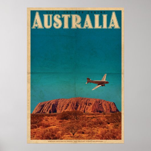 Poster de voyage vintage Red Centre Australie (Devant)