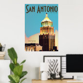 Poster de voyage vintage San Antonio (Bureau à domicile)
