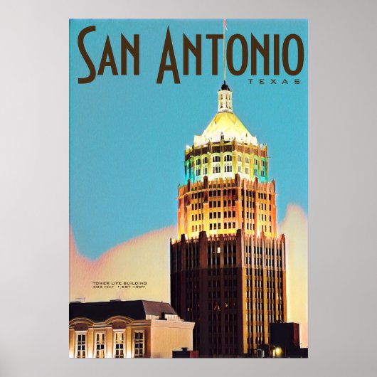 Poster de voyage vintage San Antonio (Devant)