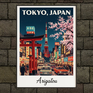 Poster de voyage Vintage Tokyo dans les années 196