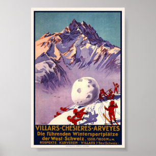 Poster de voyage vintage Villars Chesieres Arveyes