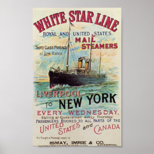 Poster de voyage vintage White Star Line