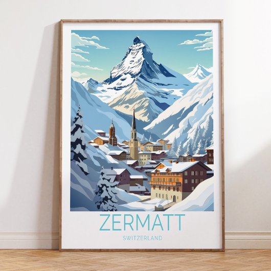 Poster de voyage Zermatt Suisse, commutateur Zerma