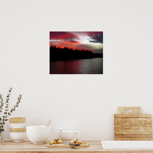 Poster de Walden Pond - Nuages rouges profonds (Cuisine)
