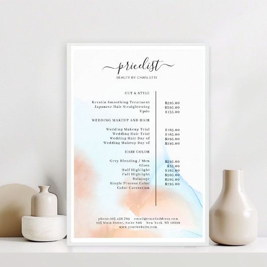Poster de Watercolor Ink Salon Price List