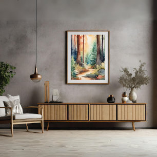 Poster de Woodsy Forest dans l'aquarelle