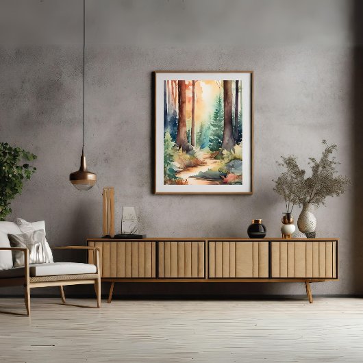 Poster de Woodsy Forest dans l'aquarelle