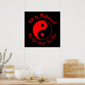 Poster de Yin Yang à l'équilibre rouge et noir (Cuisine)
