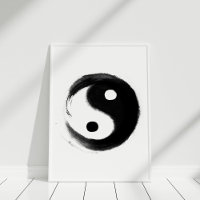Poster de Yin Yang peint à la main en noir et blan