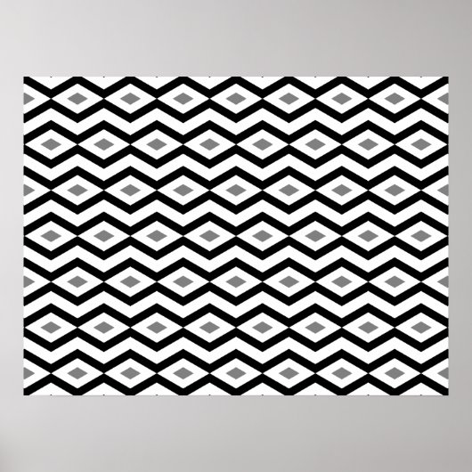Poster de Zigzag en diamant noir et blanc (Devant)