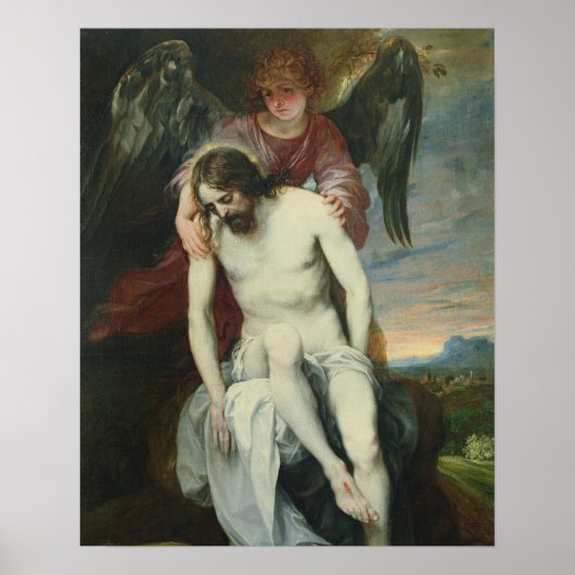 Poster Dead Christ Support by an Angel, c.1646-52 (oil (Devant)