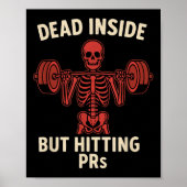 Poster Dead Inside But Hitting Prs – Funny Skeleton Gym L (Devant)