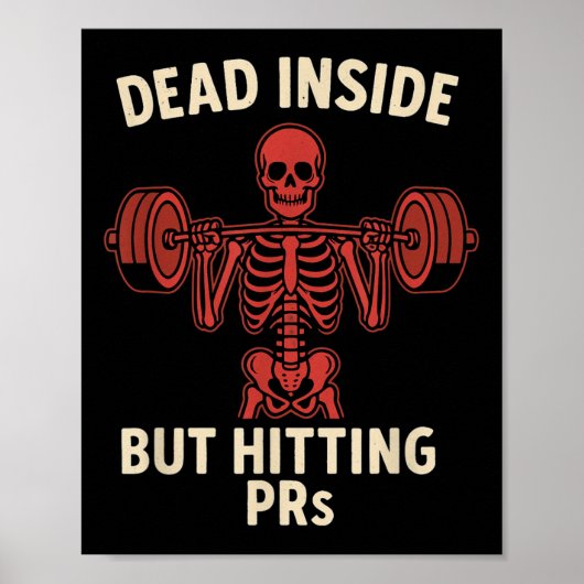 Poster Dead Inside But Hitting Prs – Funny Skeleton Gym L (Devant)