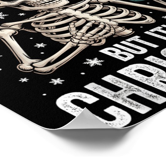 Poster Dead Inside But It's Christmas Skeleton Coffee San (Coin)