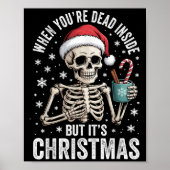 Poster Dead Inside But It's Christmas Skeleton Coffee San (Devant)