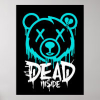 Dead Inside Graffiti Bear - Déchirant Neon Sad Bea
