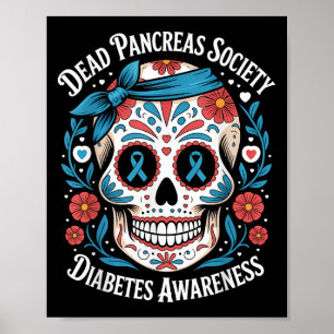 Poster Dead Pancreas Society Chemise Sugar Skull Diabète 