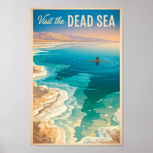 Poster Dead Sea Illustration Travel Art Vintage (Devant)