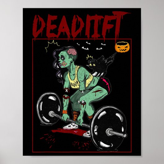 Poster Deadlifter Skeleton Weightlifter Bodybuilder entra (Devant)