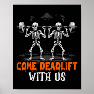 Poster Deadlifter Skeleton Weightlifter Bodybuilder entra