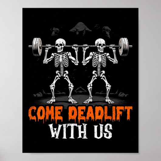 Poster Deadlifter Skeleton Weightlifter Bodybuilder entra (Devant)