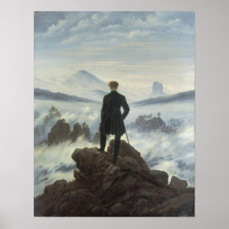 Poster Déambulateur au-dessus de la mer de brouillard - G