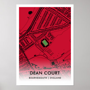 Poster Dean Court Stadium Map - Accueil AFC Bournemouth