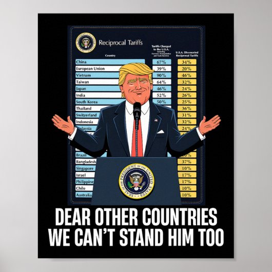 Poster Dear Other Countries We Can't Stand Him Too Funny (Devant)