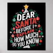 Poster Dear Santa I Can Explain Funny Christmas Pjs Tree (Devant)