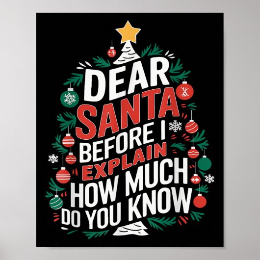 Poster Dear Santa I Can Explain Funny Christmas Pjs Tree (Devant)