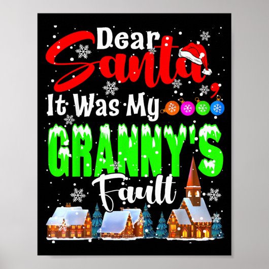 Poster Dear Santa It Was My Granny's Fault Santa Naughty (Devant)
