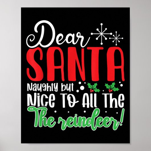 Poster Dear Santa Naughty But Nice To All The Reindeer! F (Devant)