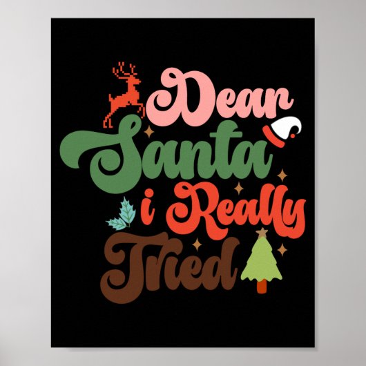Poster Dear Santa Retro Groovy Christmas Holidays T Shirt (Devant)