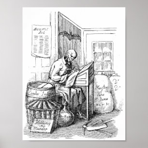 Poster Death Skeleton liste d'écriture Macabre Horror Art