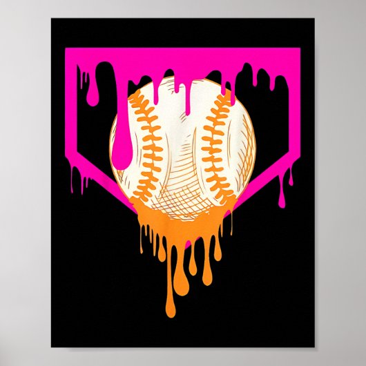 Poster Débit De Baseball Pour Garçons Ice Cream Drip Jeun (Devant)