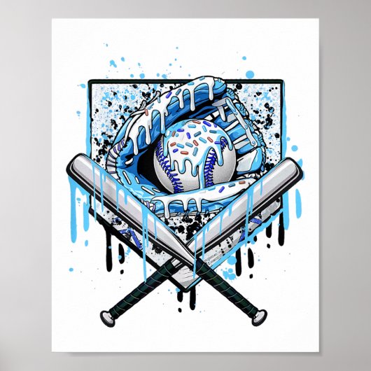 Poster Débit De Baseball Pour Garçons Ice Cream Drip Jeun (Devant)