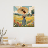 Poster Debout dans un champ de fleurs sauvages d'été Impr (Cuisine)