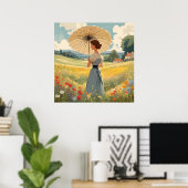 Poster Debout dans un champ de fleurs sauvages d'été Impr (Bureau à domicile)
